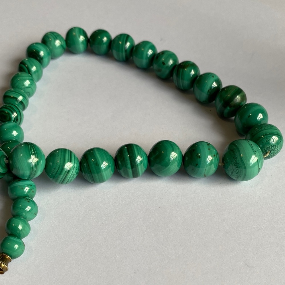Vintage Malachite Bead Necklace - Picture 4 of 14